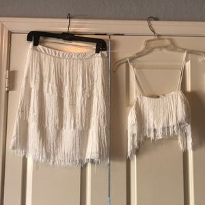 White fringe skirt set